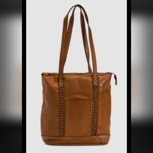 Anthropologie Vilenca Holland braided leather shoulder tote bag.